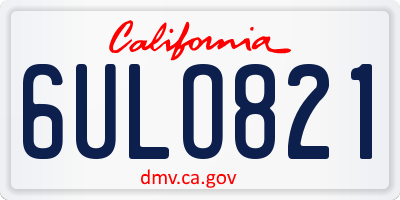 CA license plate 6ULO821