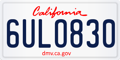 CA license plate 6ULO830