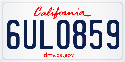 CA license plate 6ULO859