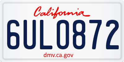 CA license plate 6ULO872