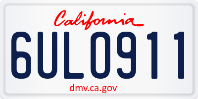 CA license plate 6ULO911