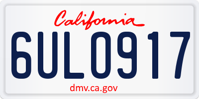 CA license plate 6ULO917