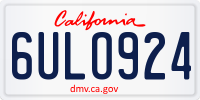 CA license plate 6ULO924