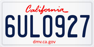 CA license plate 6ULO927