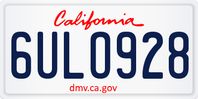 CA license plate 6ULO928