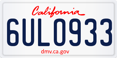 CA license plate 6ULO933
