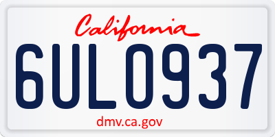CA license plate 6ULO937