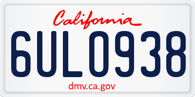 CA license plate 6ULO938