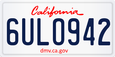 CA license plate 6ULO942