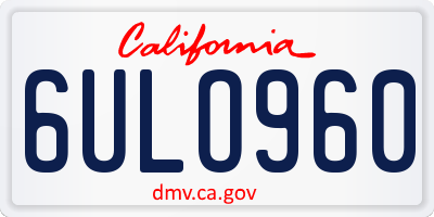 CA license plate 6ULO960