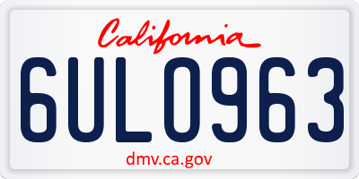 CA license plate 6ULO963