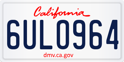 CA license plate 6ULO964