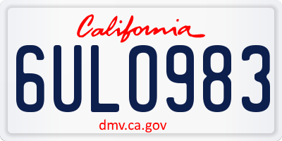CA license plate 6ULO983