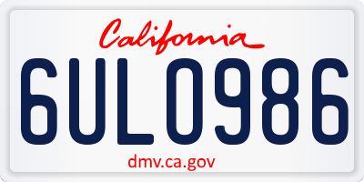 CA license plate 6ULO986