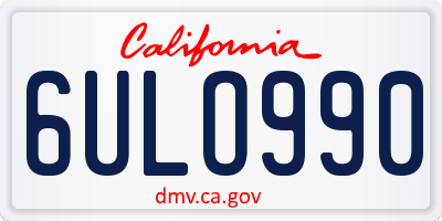 CA license plate 6ULO990