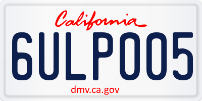 CA license plate 6ULP005