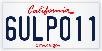 CA license plate 6ULP011