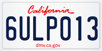 CA license plate 6ULP013
