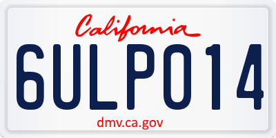 CA license plate 6ULP014