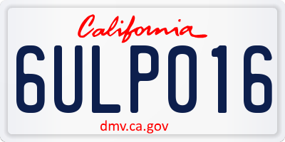 CA license plate 6ULP016