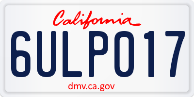 CA license plate 6ULP017