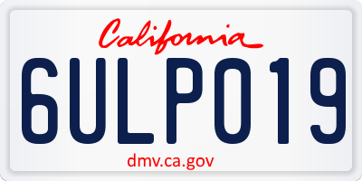CA license plate 6ULP019
