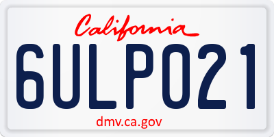 CA license plate 6ULP021