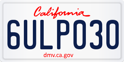 CA license plate 6ULP030