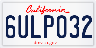 CA license plate 6ULP032