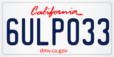 CA license plate 6ULP033