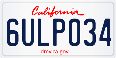 CA license plate 6ULP034