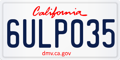 CA license plate 6ULP035