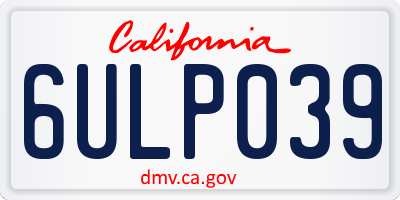 CA license plate 6ULP039