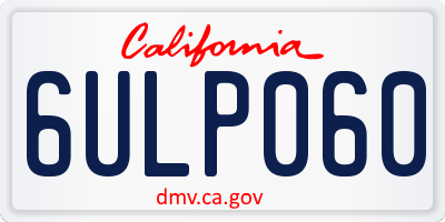 CA license plate 6ULP060