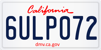 CA license plate 6ULP072