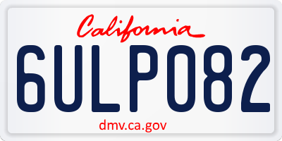 CA license plate 6ULP082