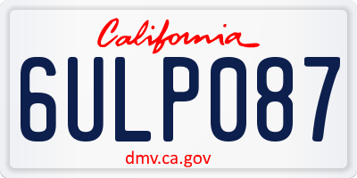CA license plate 6ULP087