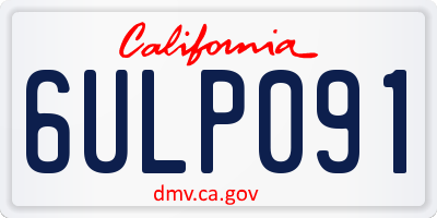 CA license plate 6ULP091