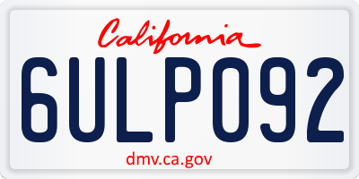 CA license plate 6ULP092