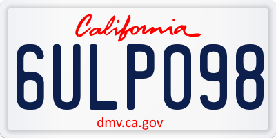 CA license plate 6ULP098