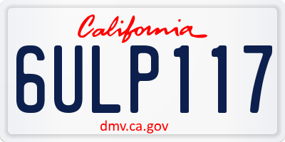 CA license plate 6ULP117