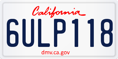 CA license plate 6ULP118