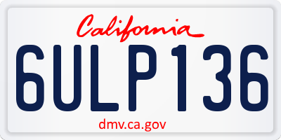 CA license plate 6ULP136
