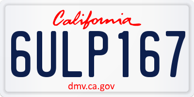 CA license plate 6ULP167