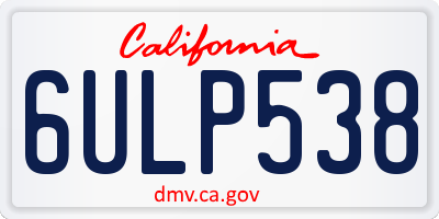 CA license plate 6ULP538