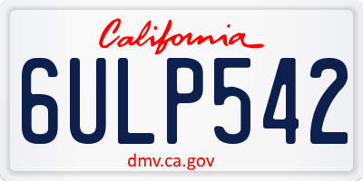 CA license plate 6ULP542