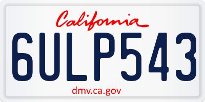 CA license plate 6ULP543