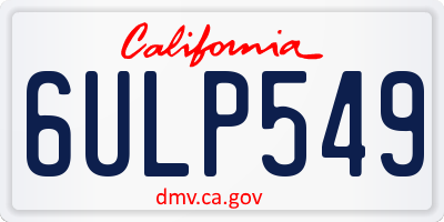 CA license plate 6ULP549
