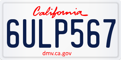 CA license plate 6ULP567