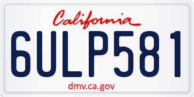 CA license plate 6ULP581